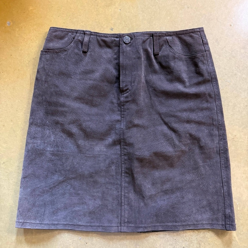Low Rise Brown 100% Suede Mini Skirt Size Y2K Womens Size‎ 9